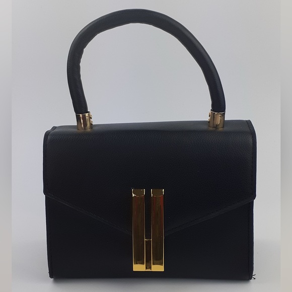 Nove Black Vegan Leather Top Handle Flap Mini Satchel - Picture 3 of 5